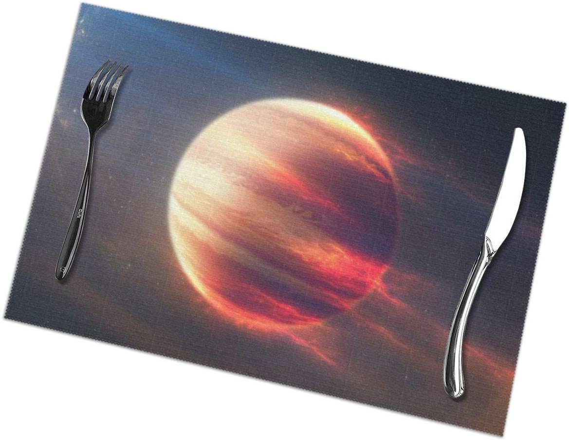 LZZAD Beautiful Jupiter Placemats Set of 6 for Dining Table Heat Insulation Stain Resistant Kitchen Table Decoration Mats Easy to Clean