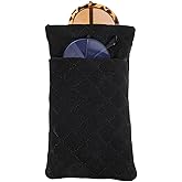 RJUN Double Eyeglass Case Soft Sunglasses Case Squeeze Top Glasses Pouch Travel Glasses Case for Men and Women