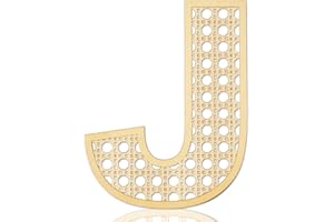FOCAL20 Wooden Rattan Letters for Wall Decor Rustic Wooden Letters 12 Inch Wood Letter Rattan Wall Decor for Wedding Nursery Sign Baby Shower Newborn Birthday Gift Boho Bedroom Decoration (J)