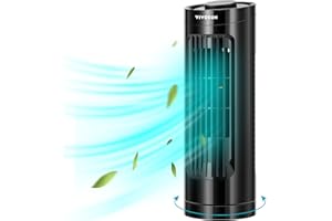 VIVOSUN 13'' Tower Fan, Bladeless Desk Fan with 3 Speeds and 70° Oscillation, Portable and Compact, Quiet Cooling Fan for Home and Office, Black