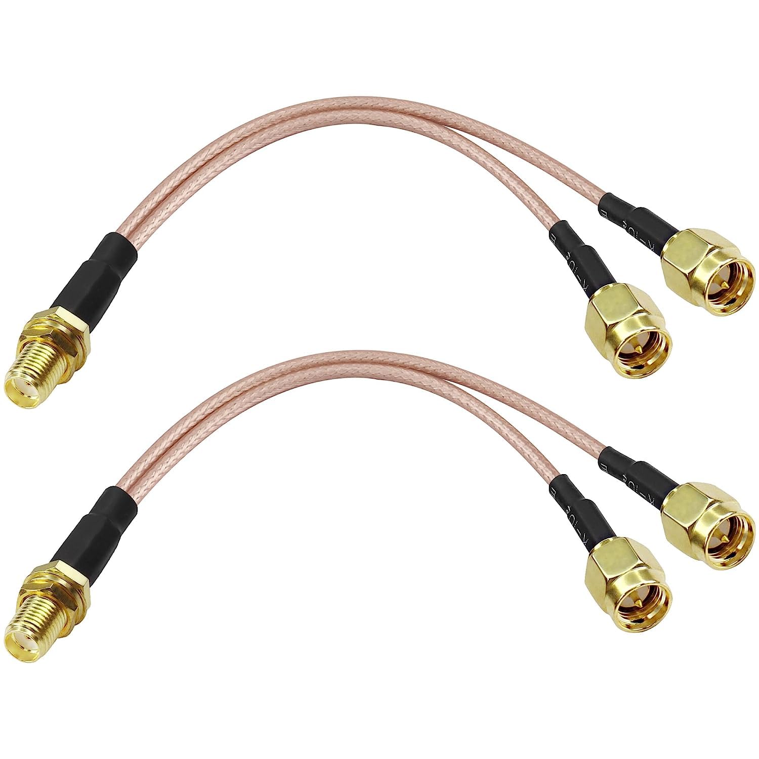 XMSJSIY SMA Y Splitter Cable SMA Female to Dual Male Coaxial RG316 Extension Lead Cable Adapter for GSM/GPRS/WiFi Network Card Module -15CM - 2pcs