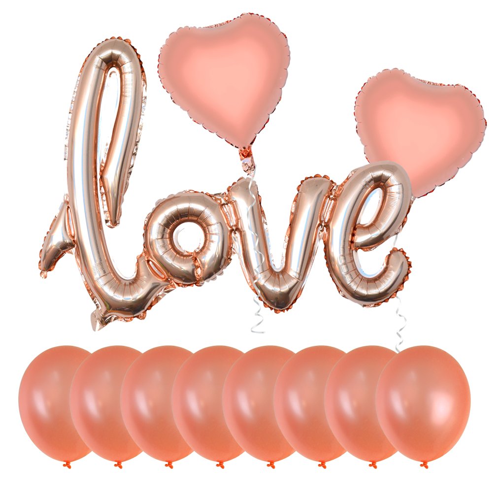 baotongle Rose Gold Love Balloons Kit, Valentines Day Decorations and Gift for Him or Her Rose Gold Foil Heart Balloons for Valentines,Wedding, Bridal Shower Decor
