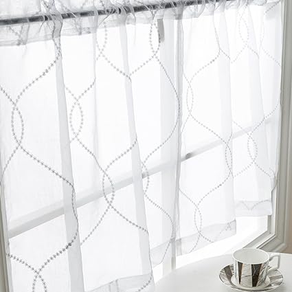 Amazon Com Sheer Kitchen Curtains 2 Pcs Moroccan Trellis Pattern