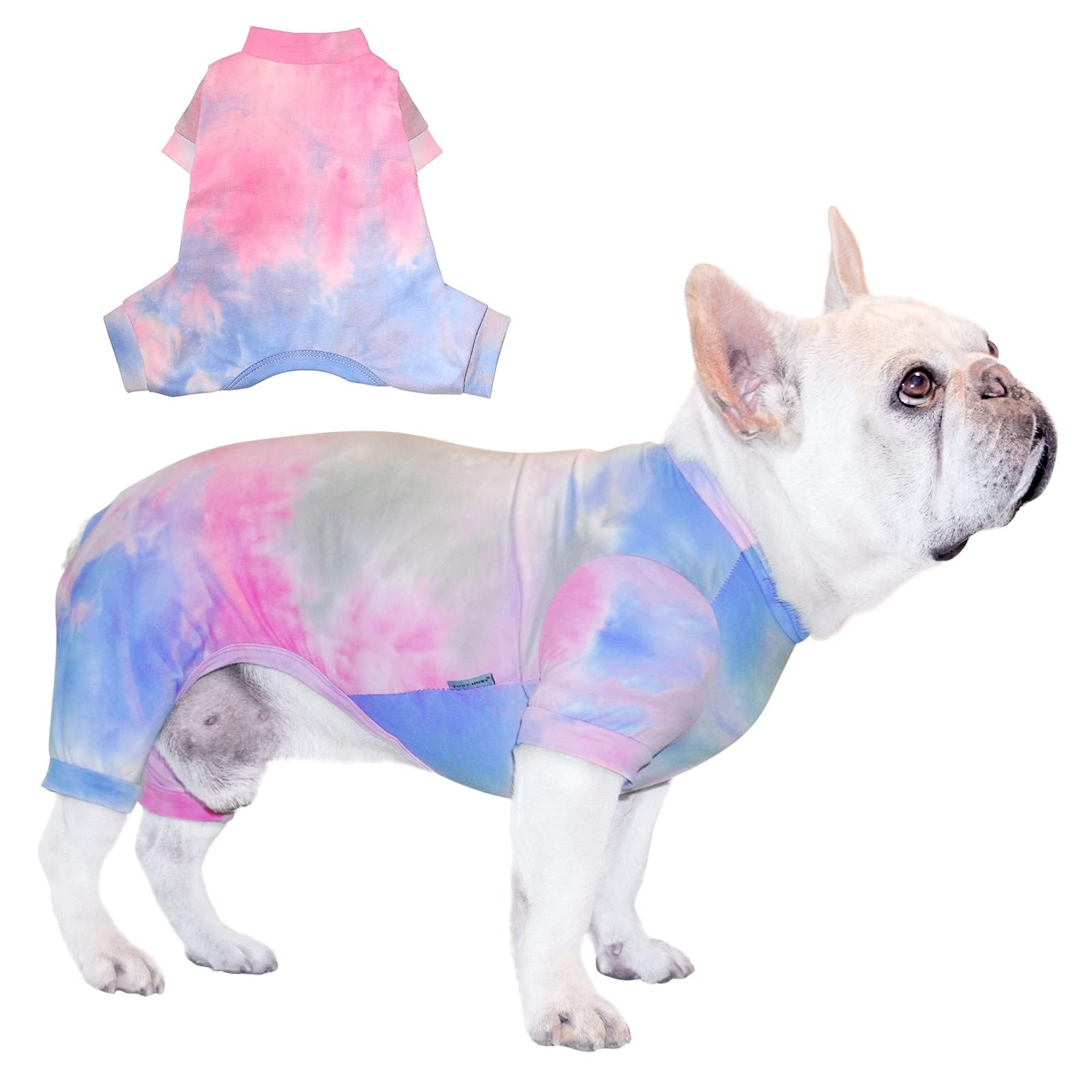 Photo 1 of TONY HOBY Dog Pajamas, Pet Jumpsuit Soft Puppy Rompers, Cute Pet Clothes Puppy Bodysuits for Small Medium Dog (Blue Powder,L)