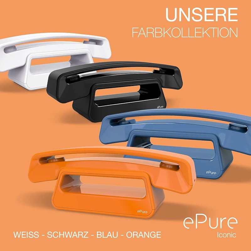 ePure Iconic - Schnurloses Festnetztelefon DECT - Vintage-Design - Großes, hochauflösendes Grafikdisplay - Freisprechfunktion - Anrufblockierungsfunktion - Orange — Foto 6 von 7