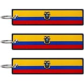 JAVD Ecuador Flag Keychain Tag with Key Ring - Keys, Cars, Motorcycles, Backpacks, Luggage and Gifts - EDC (3 Pack)