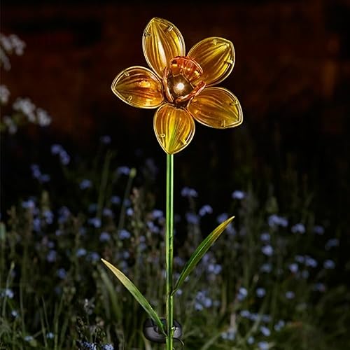 Solar Powered LED Snowdrop Light Hand Painted Glass Flower Garden
