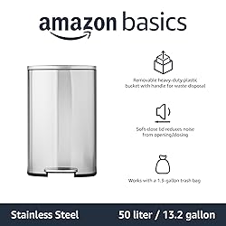 Amazon Basics Smudge Resistant Rectangular Trash
