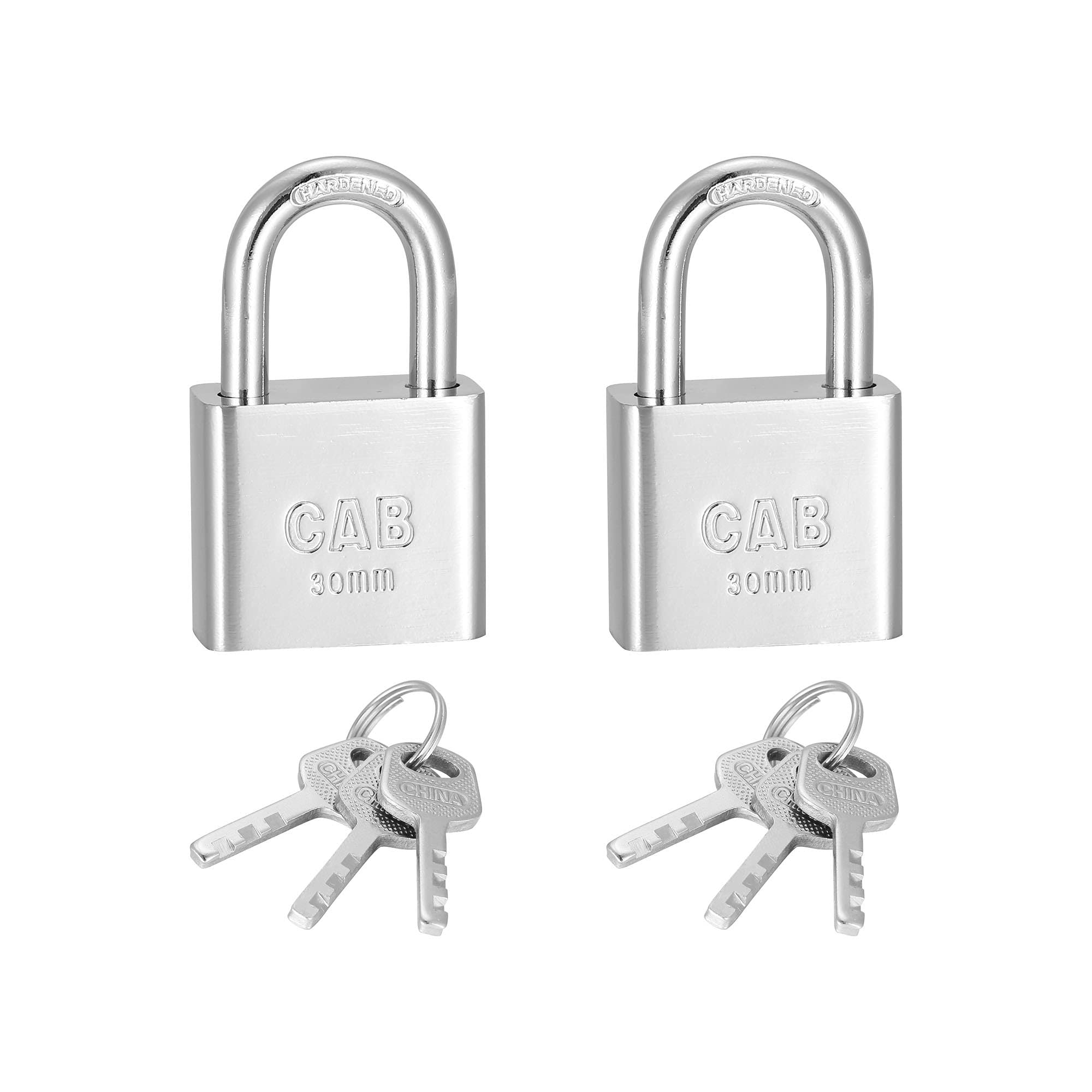 Lpraer Set of 2 Padlock with Key, Security Lock Made of Stainless Steel, 30 mm, Weatherproof, Indoor/Outdoor Rustproof Padlock Set for Warehouse, Container, Garage, Storage Units, Tool Boxes