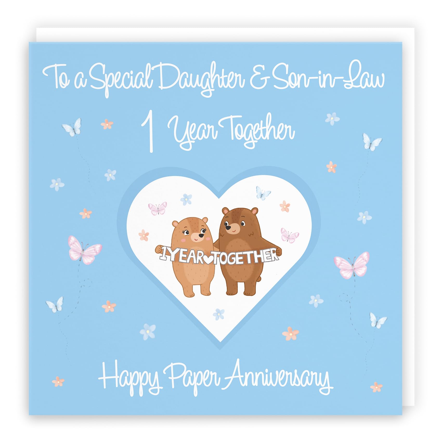 Hunts England - Large Daughter & Son-in-Law 1st Anniversary Card - 1 Year - Paper Anniversary - Romantic Meadows - Fun Card - First Anniversary Card For Daughter And Son-in-Law - 210 x 210 mm