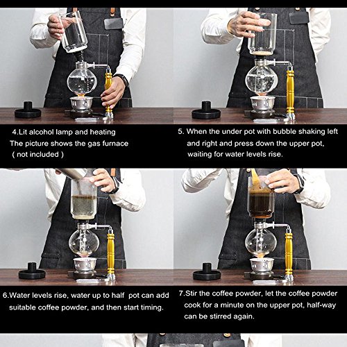 moon-1 Syphon Coffee Maker Japanese Style Vacuum Glass Siphon Pot Percolators 1-3 Cups Siphon Coffee Maker (Syphon) (Coffee Maker) (74-2)