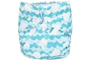 SIGZAGOR 2 to 7 Years Old Junior Big Cloth Diaper Nappy Pocket Washable Baby Toddler (Sea Whale)