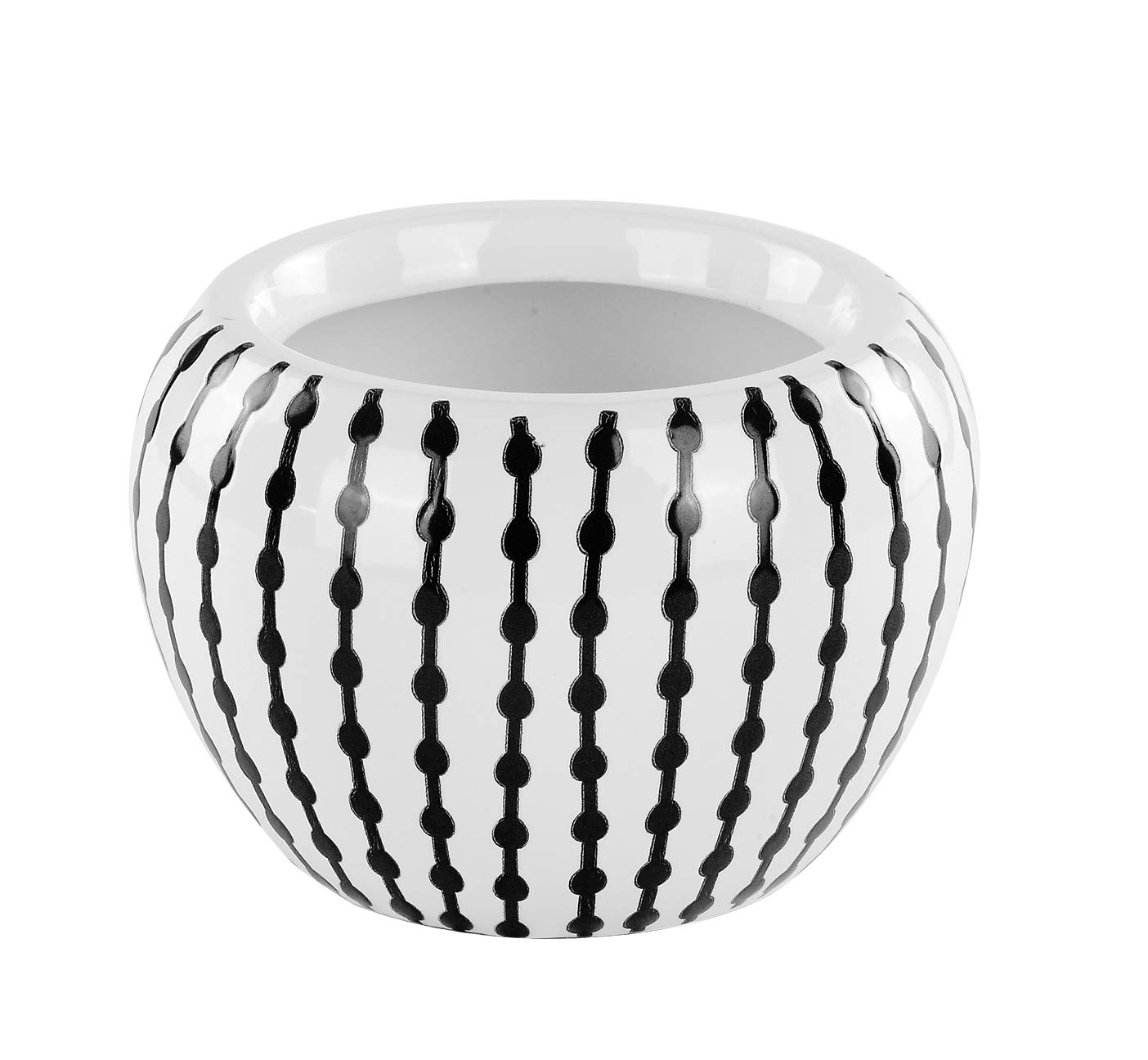 Photo 1 of Napco Ceramic Striped Ball Planter/Cache Pot, Small, White & Back
