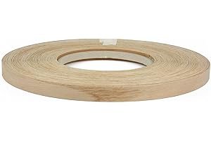 FD FURNDIY Furndiy Red Oak 7/8" x 250' Roll Pre-Glued Wood Veneer Edge Banding, Iron on Edge Band, Hot Melt Adhesive, Wood Edge Tape, Veneer Edging for Easy Furniture Restoration, Smooth Surface, Based in USA