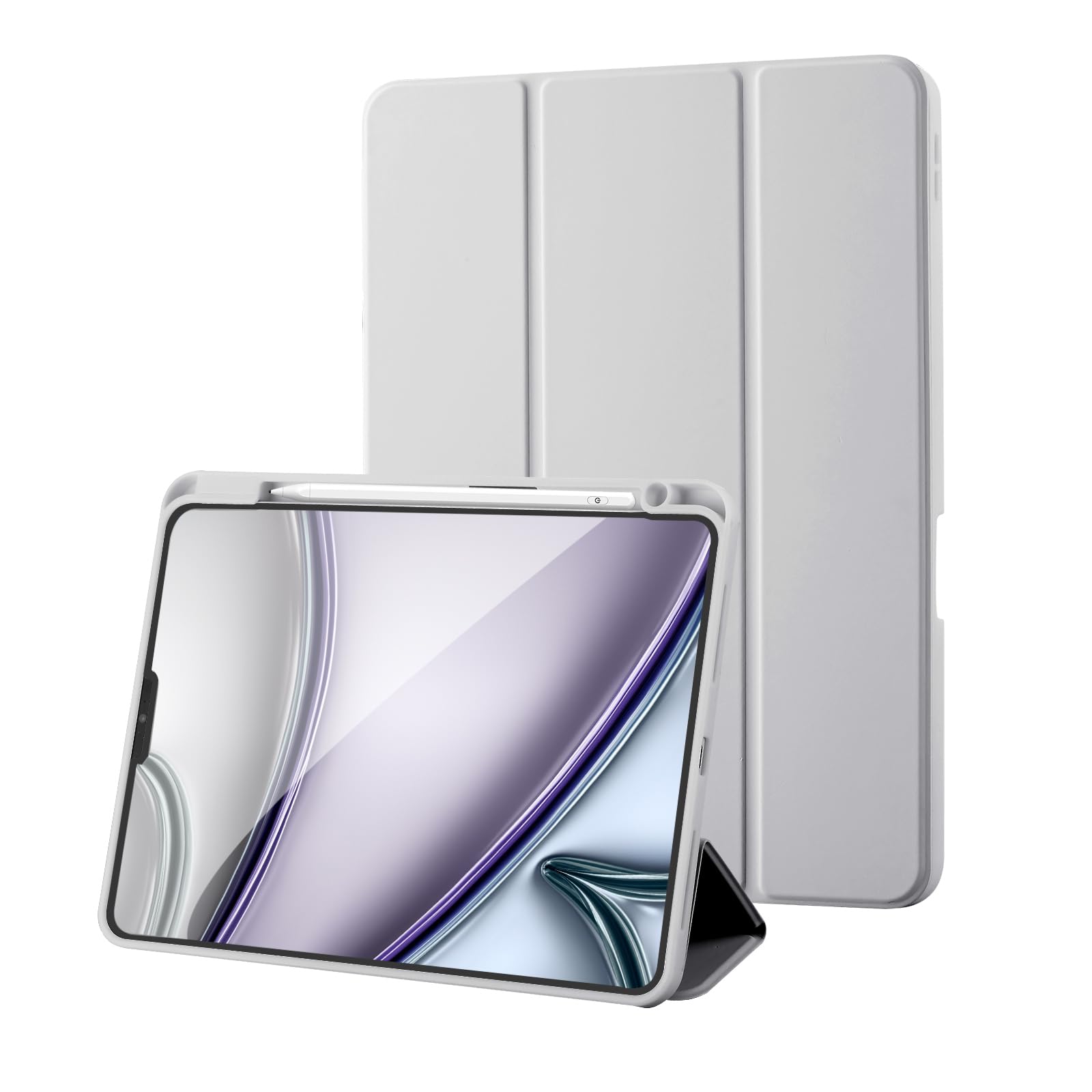 Palkitsee Case Compatible with iPad Pro 11 Inch, 2022/2021/2020 Case, Apple Pencil Holder, Trifold Stand, Protective, Auto Sleep/Wake, Grey — image 1