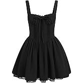 ABEWIP Corset Dresses for Women Spaghetti Straps Short Mini Floral Lace Bustier Dress Summer Boho Sundress