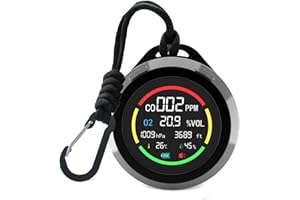PRODOLITA 6-in-1 Portable Oxygen Detector O2 Monitor with CO, Altimeter, Barometer, Temperature, Humidity Monitor for Hiking, Campimg, RVs and Outdoor Activitists (Black)