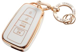 RUABIBAN Key Fob Cover Compatible with Toyot, Soft TPU Key Case Protection Shell Fit for 2018-2022 Camry RAV4 Highlander Avalon C-HR Prius Corolla GT86 Smart Key Holder