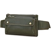 Loyofun Unisex Brown Genuine Leather Waist Bag Messenger Fanny Pack Bum Bag For Men Women Travel Sports Running Hiking
