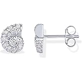 PAVOI 14K Gold Plated 925 Sterling Silver Posts Seashell Statement Earrings for Women | Cubic Zirconia Reconstructed Baroque Freshwater Pearl Stud Earring | Brushed Textured Conch Chunky Earrings