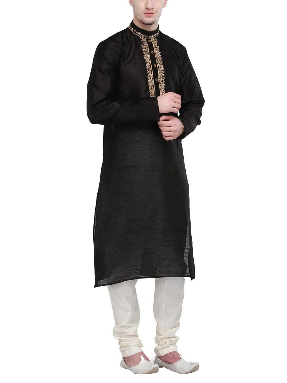 rg designers black self design full sleeves kurta pyjama set