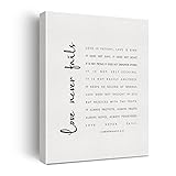 Bible Verse Canvas Print Decor Love Never Fails 1