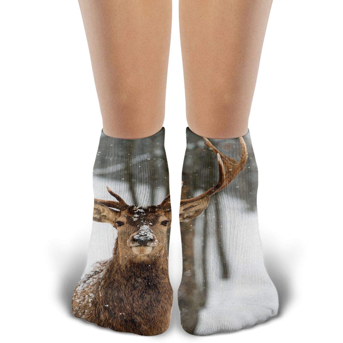 Unisex Comfort DeerSnowWinterForest Performance Cushion Cotton Low