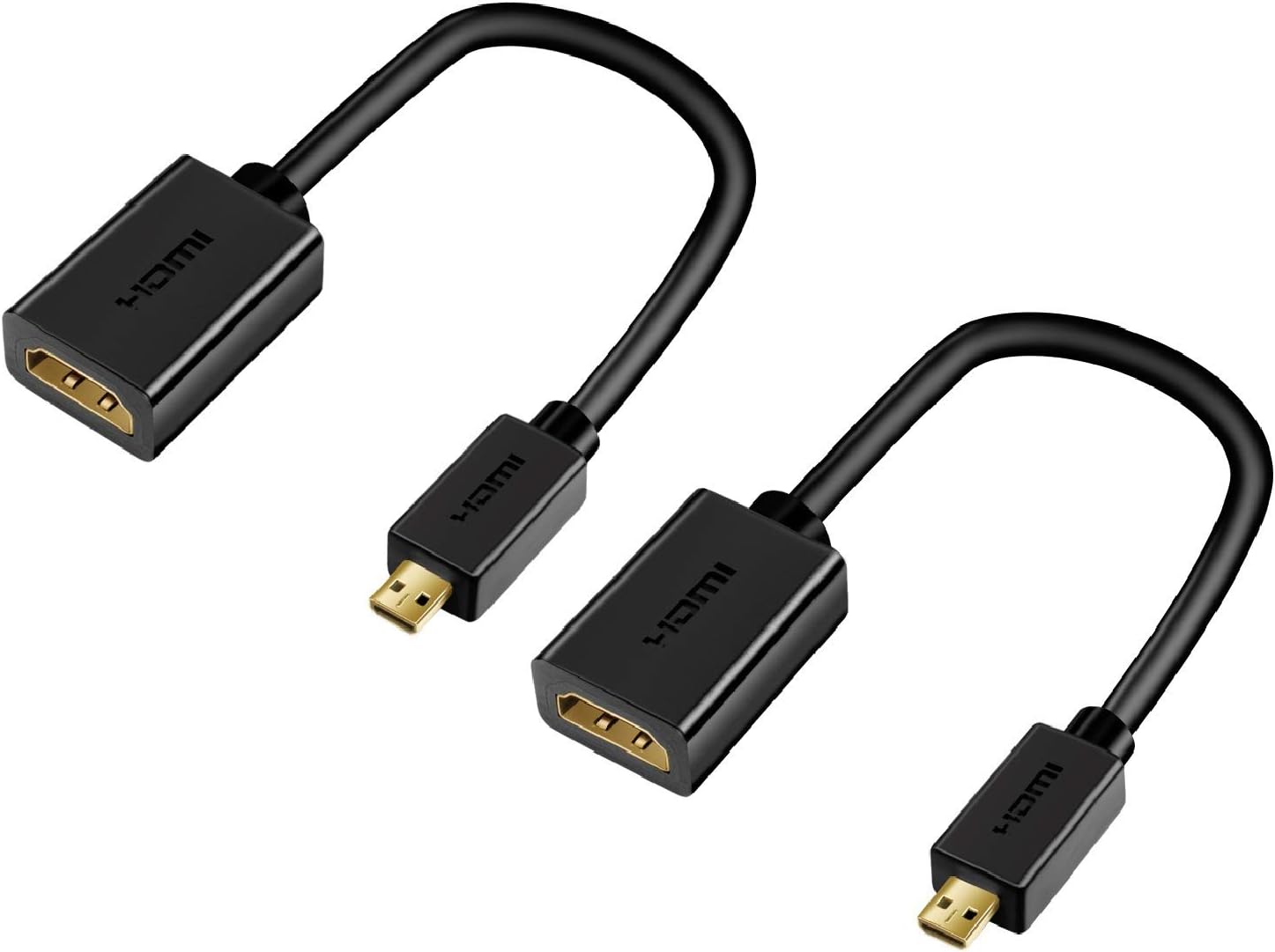 Techrum 2 Pack Micro HDMI to HDMI Adapter, Micro HDMI to HDMI Cable 20cm (Male to Female)