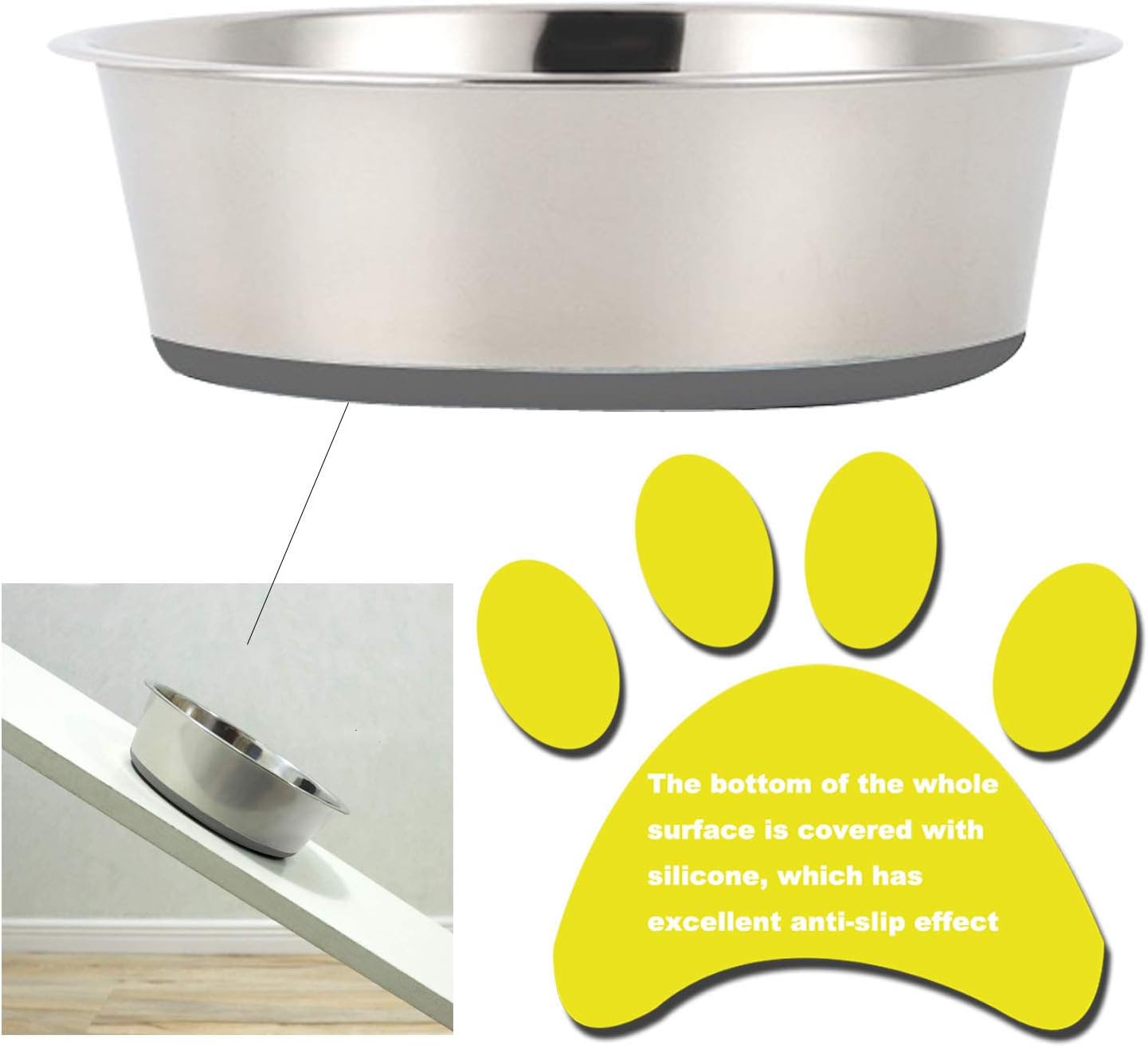 SUOXU Stainless Steel Dog & Cat Plate Bowls, Non-slip Silicone Bases - Small (S-14cm) Feeder & Water Bowls - Image 4