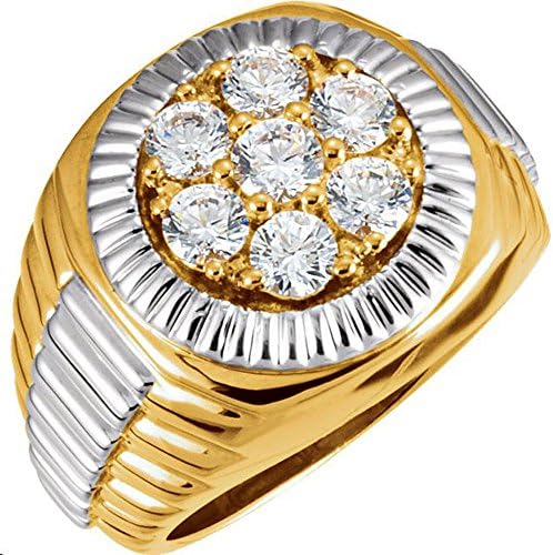 Beautiful! Cluster-style 14k High Polish Yellow-gold White-gold Men's 1 3/8CT TW Diamond Ring