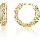 YOSZO Hoop Earrings for Women 18K Gold Plated Iced Out Silver Huggie Earrings for Men Hypoallergenic Cubic Zirconia Earrings