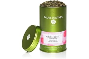 Palais des Thés - Fleur de Geisha - Fine Premium Gourmet Vegan Loose Leaf Green Tea with Cherry Blossom - 3.5oz Loose Leaf Metal Gift Tin