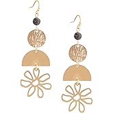 MINACHI Boho Layered Flower Dangle Earrings, Handmade Bohemian Floral Jewelry for Summer Vibes for Women