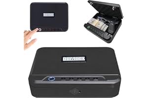 Durabox Biometric Gun Safe for Handgun - Quick Access Pistol Gun Safe with Fingerprint Reader, PIN Keypad and Folding Key - Portable Two Gun Lock Box - Perfect for Bedside Nightstand, Drawer or Car
