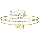 M MOOHAM Gifts for Women Girls -14K-Gold-Plated Heart Initial A-Z Bracelets for Women Girl Dainty Gold Bracelets, Birthday Gifts for Her Teenage Girls Kid Teen Gift