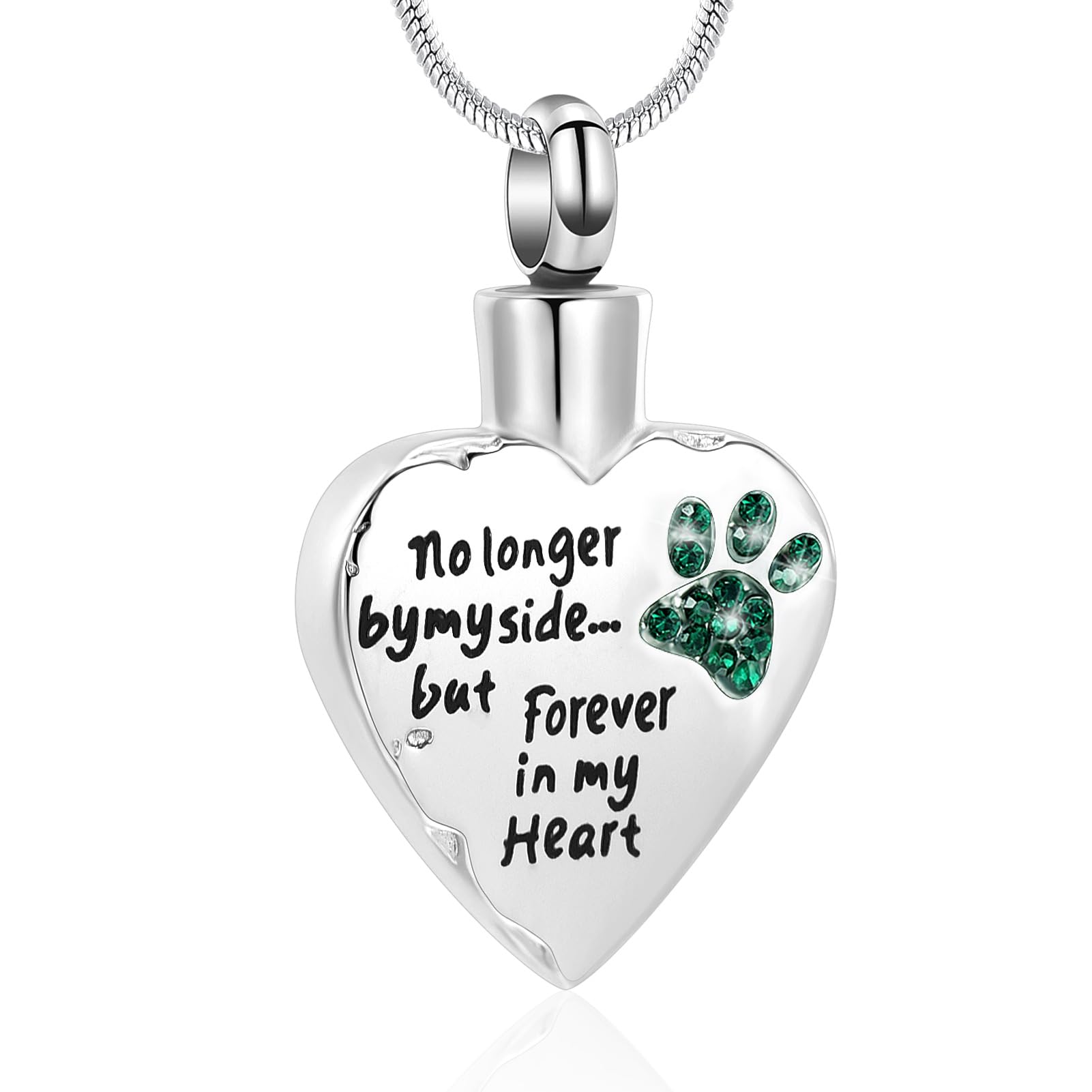 Minicremation Urn Necklaces for Ashes No Longer by My Side,But Forever in My Heart Carved Locket Cremation Urn Necklace for Pet Dogs Cats Ashes