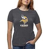 Team Fan Apparel Women's NFL Ultimate Fan Logo Short Sleeve T-Shirt - 100% Cotton - Officially Licensed - Tagless Tee (Minnesota Vikings - Charcoal, Medium)