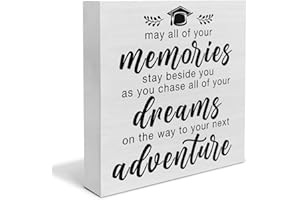 YIDOU Country Graduation Quote Wood Box Sign Decor Desk Sign Grad Quote Wooden Box Block Sign Rustic Home Shelf Wall Decoration Grad Gift