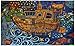 Sunshine Joy 3D Steampunk Tugboat Tapestry Wall Hanging Trippy Table Cloth Magical Dorm Decor - Huge 60x90 Inches