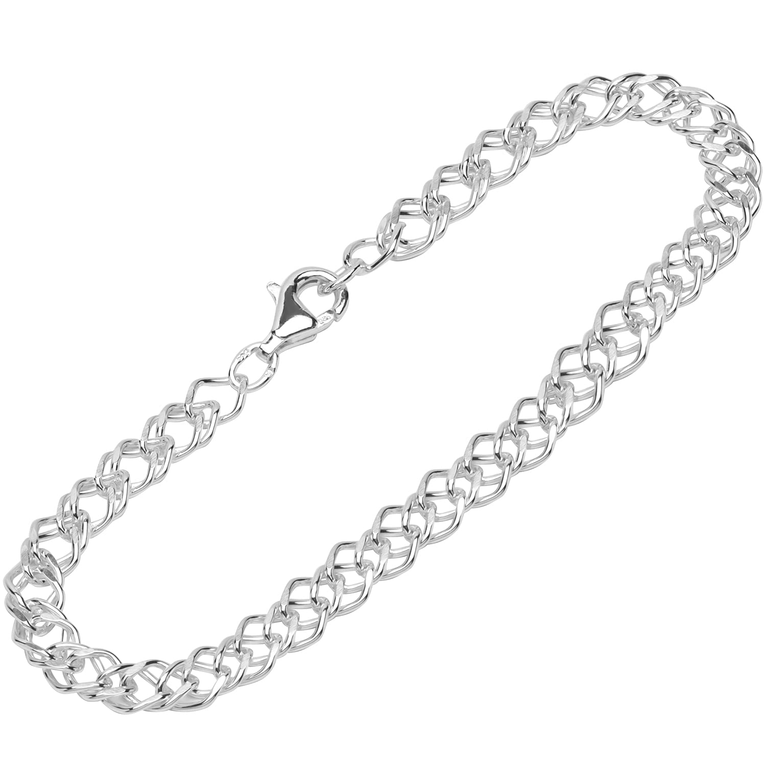 NKlaus bracelet 925 Sterling Silver 19cm double curb chain wide polished bangle 12628