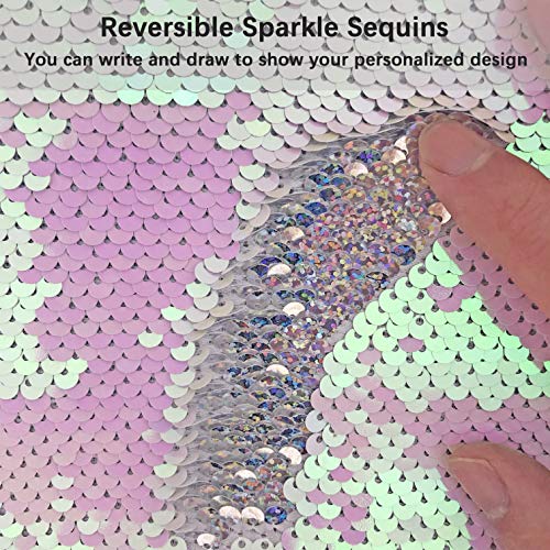Manicer Sequin Lunch Box, Insulated Sparkle Lunch Bag Flip Color Change Reversible Fashion Lunch Tote, Ideal for Girls, Women and Kids - Laser Silver + Pink