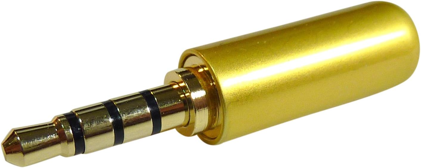 3.5 mm 1/8 inch 4 Pole Conductor 3 Ring Audio Video TRRS Male Plug Adapter Gold