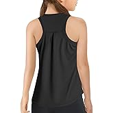 Haloumoning Girls Athletic Tank Tops Kids Racerback Sleeveless Workout Running Sports Shirts 5-14 Years