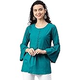 Yash Gallery Women's Cotton Slub Solid Straight Indian Tunic Tops for Summer