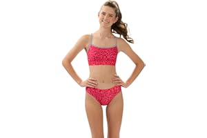 Dolfin Uglies Women's Two Piece Swimsuit - Athletic V-Back Training Swimsuit (Red, L)