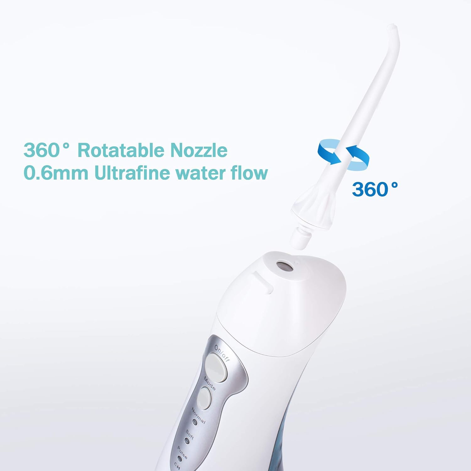 Initio Water Flosser 3 Modes, 300ML Cordless Dental Oral Irrigator, 3 Modes and 6 Jet Tips, IPX7 Waterproof with Travel Bag, Rechargeable Waterproof Teeth Cleaner for Home and Travel: Beauty