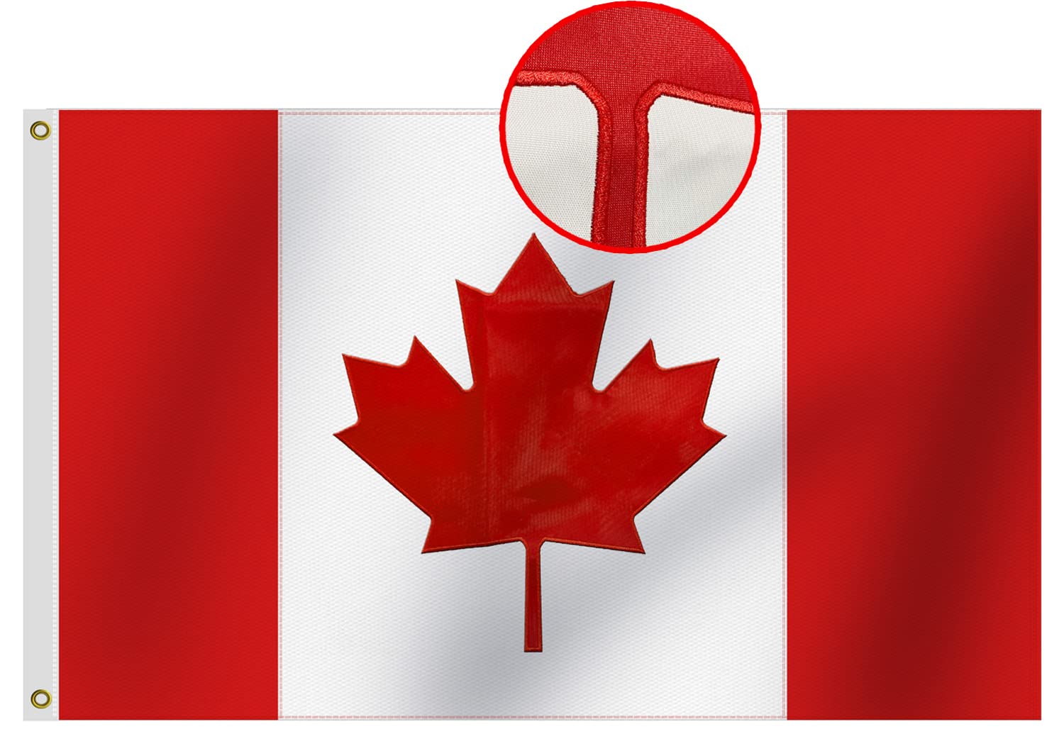 Heavy Duty Canada Flag 3x5 Ft large -Longest Lasting Nylon 210D | Deluxe Embroidered Maple Leaf | Four Rows Stitching Fly Ends|Canadian Flags Outdoor Decoration Gift Yard House Banner — image 1