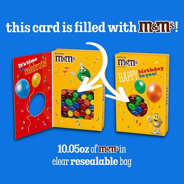 M&M’S PEANUT MILK CHOCOLATE CANDY HAPPY BIRTHDAY CARD AND GIFT BOX ALL IN ONE BIRTHDAY PRESENT FOR ALL AGES, 10.05 OZ BOX