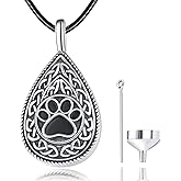 Dreamboat Pet Urn Necklace for Dog Cat Ashes 925 Sterling Silver Paw Print Cremation Keepsake Pendant Celtic Knot Memorial Jewelry Gifts for Women Men
