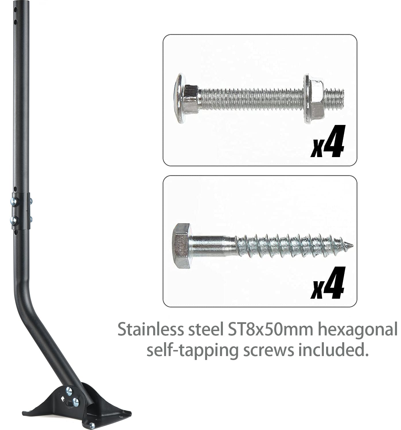 Adjustable Outdoor Antenna Mount - Universal J Pipe Mount for Antenna & Weather Station - Easy Installation, Solid Structure, Weather Proof (Diameter 1 1/4